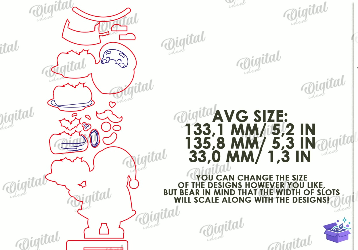 Yılbaşı Mutfak Characters - Tasarım Çizim Dosyası (SVG, DXF, EPS, PNG) önizleme 4