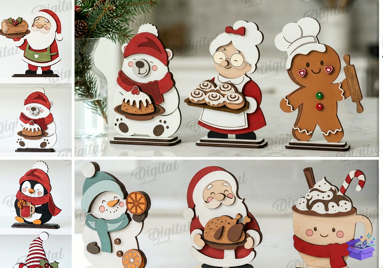 Yılbaşı Mutfak Characters - Tasarım Çizim Dosyası (SVG, DXF, EPS, PNG) önizleme 5