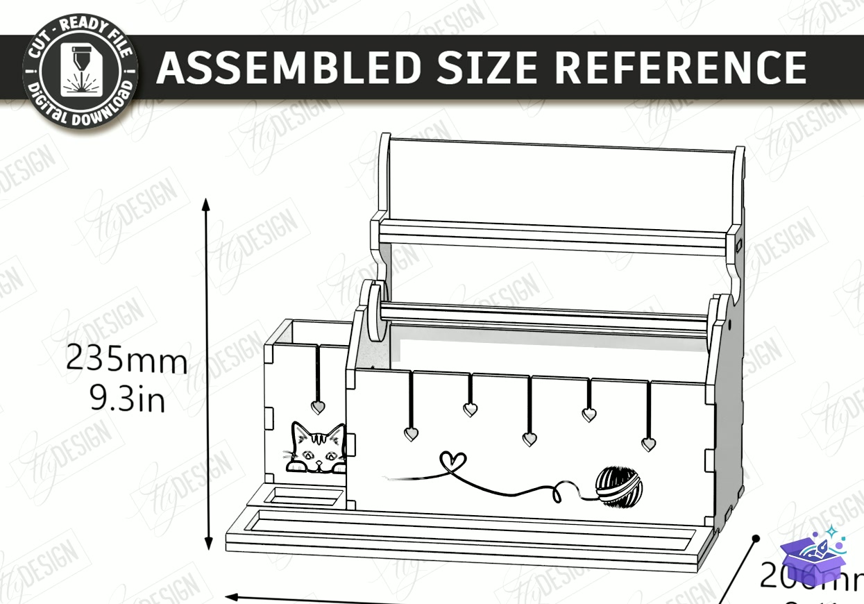 Knitting Stand Lazer Kesim Craft - Tasarım Çizim Dosyası (SVG, DXF, EPS, PNG) önizleme 3