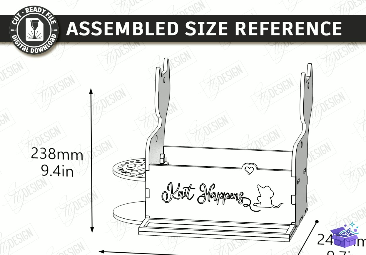 Knitting Stand Lazer Kesim Craft - Tasarım Çizim Dosyası (SVG, DXF, EPS, PNG) önizleme 4