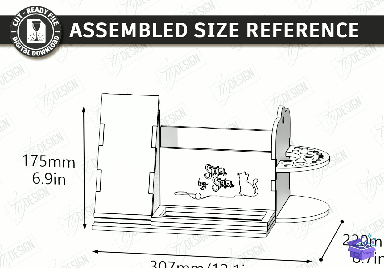 Knitting Stand Lazer Kesim Craft - Tasarım Çizim Dosyası (SVG, DXF, EPS, PNG) önizleme 5