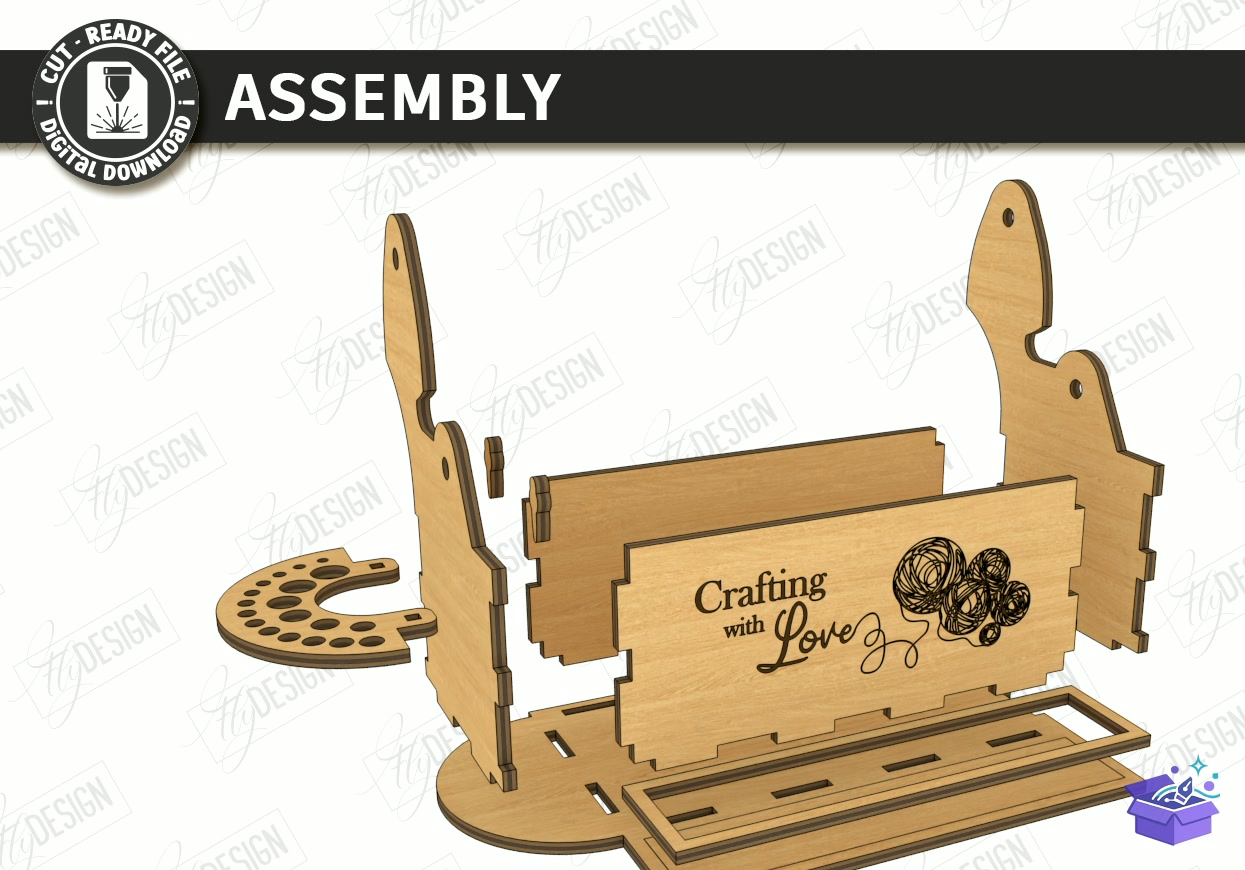 Knitting Stand Lazer Kesim Craft - Tasarım Çizim Dosyası (SVG, DXF, EPS, PNG) önizleme 6