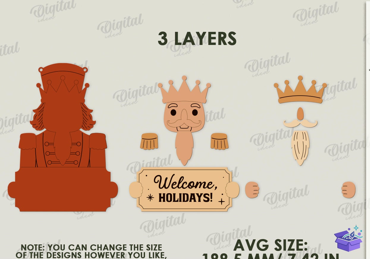 Retro Yılbaşı Kapı Süsü Lazer Kesim - Tasarım Çizim Dosyası (SVG, DXF, EPS, PNG) önizleme 2