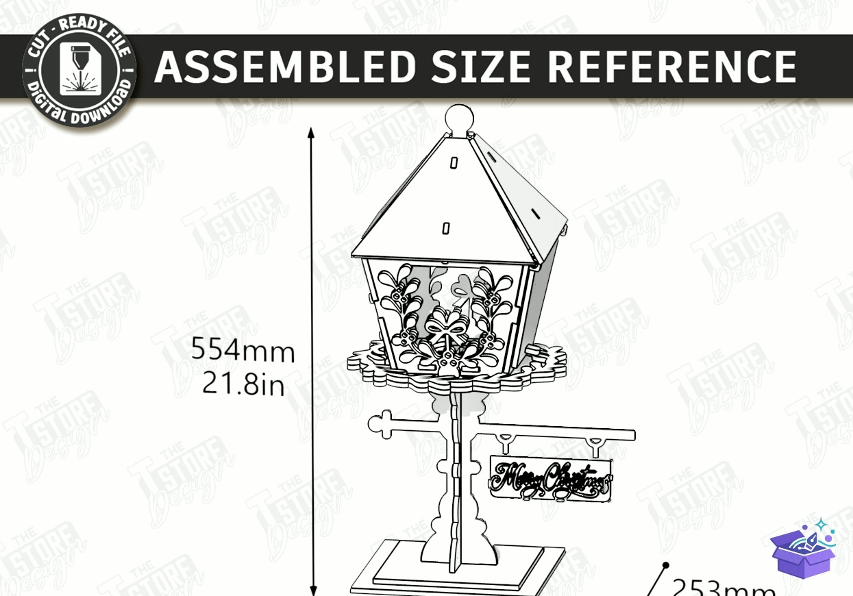 Yılbaşı Flashlight Lazer Kesim - Tasarım Çizim Dosyası (SVG, DXF, EPS, PNG) önizleme 2