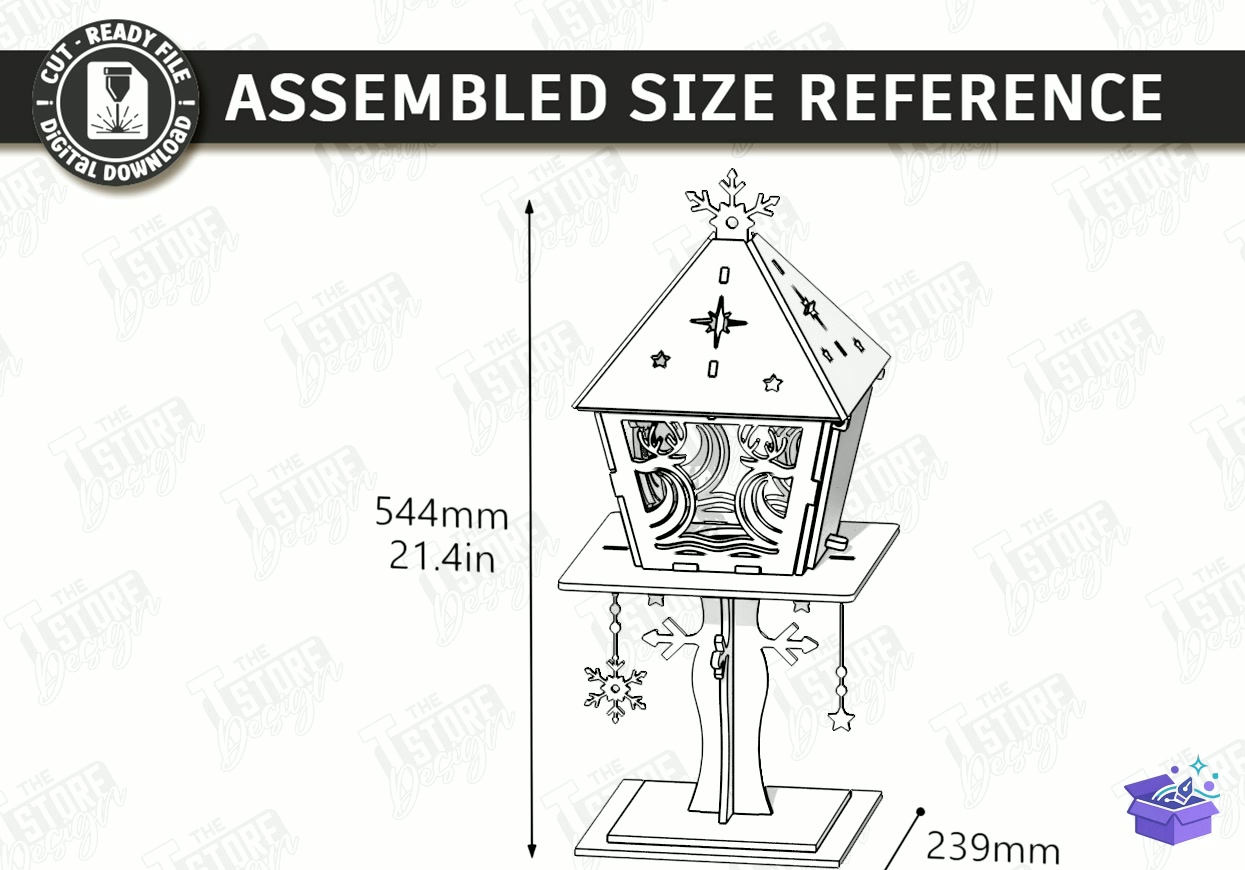 Yılbaşı Flashlight Lazer Kesim - Tasarım Çizim Dosyası (SVG, DXF, EPS, PNG) önizleme 3