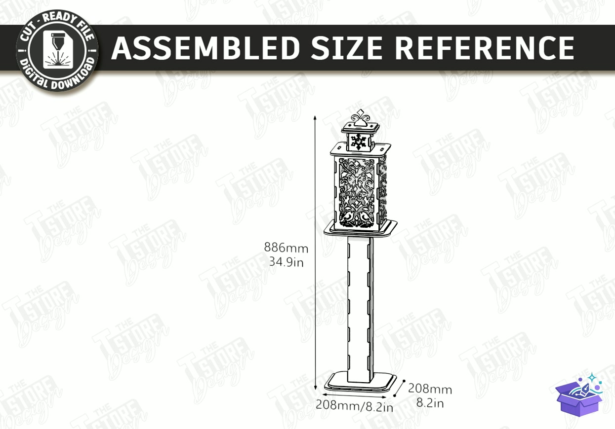 Yılbaşı Flashlight Lazer Kesim - Tasarım Çizim Dosyası (SVG, DXF, EPS, PNG) önizleme 6