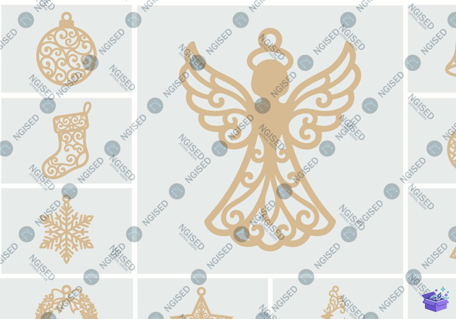 Yılbaşı Ağaç Süsü Lazer Kesim SVG - Tasarım Çizim Dosyası (SVG, DXF, EPS, PNG) önizleme 2