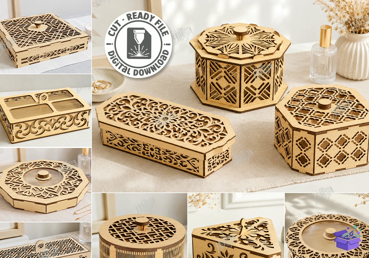 Ahşap And Pleksi Kutu Lazer Kesim - Tasarım Çizim Dosyası (SVG, DXF, EPS, PNG) - Lazer Kesim Dosyaları İndir (STL, 3MF, DXF)