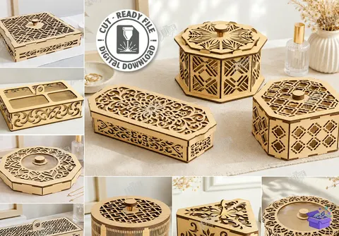 Ahşap And Pleksi Kutu Lazer Kesim - Tasarım Çizim Dosyası (SVG, DXF, EPS, PNG) - Lazer Kesim Dosyaları İndir (STL, 3MF, DXF)