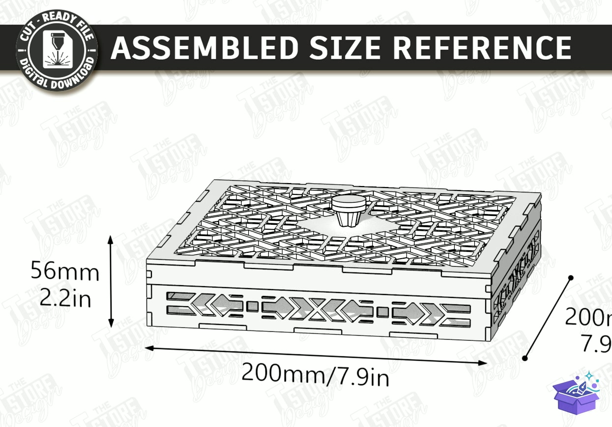 Ahşap And Pleksi Kutu Lazer Kesim - Tasarım Çizim Dosyası (SVG, DXF, EPS, PNG) önizleme 3