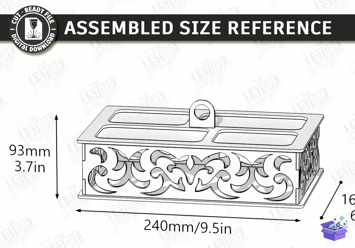 Ahşap And Pleksi Kutu Lazer Kesim - Tasarım Çizim Dosyası (SVG, DXF, EPS, PNG) önizleme 6