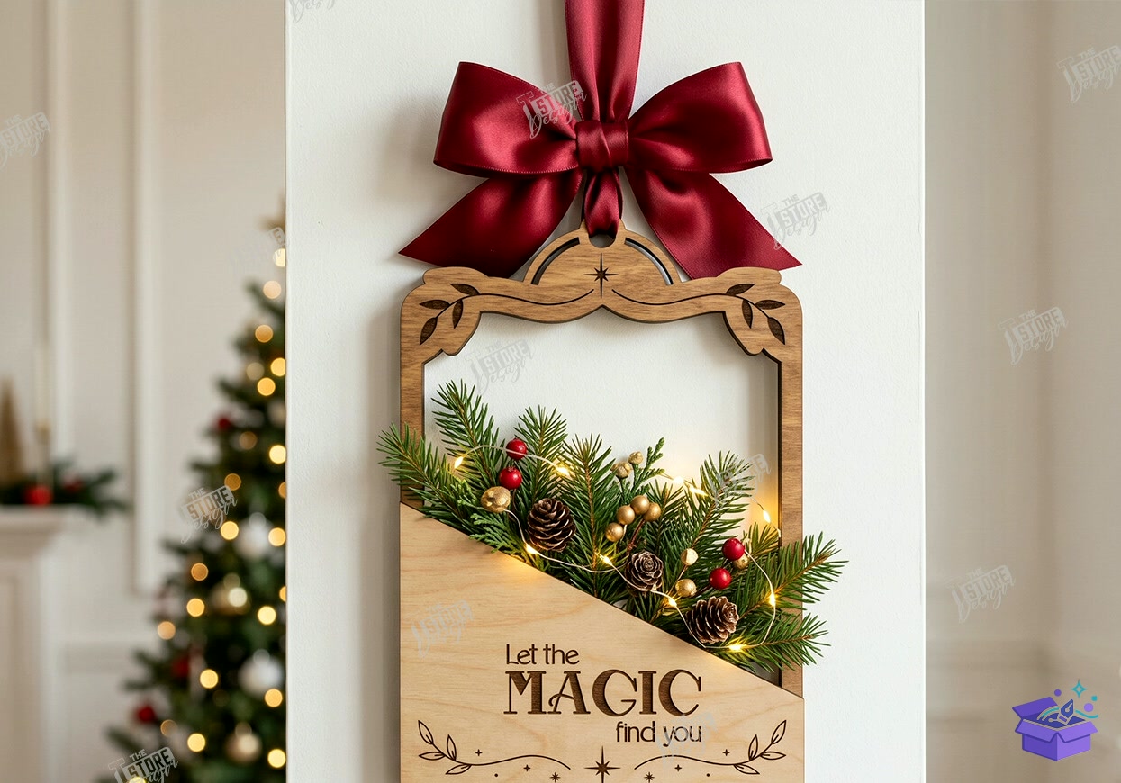 Yılbaşı Duvar Dekoru Lazer Kesim Xmas - Tasarım Çizim Dosyası (SVG, DXF, EPS, PNG) önizleme 4