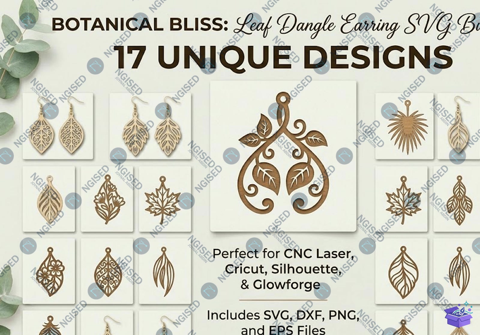 Lazer Kesim Küpe Mega SVG - Tasarım Çizim Dosyası (SVG, DXF, EPS, PNG) önizleme 3