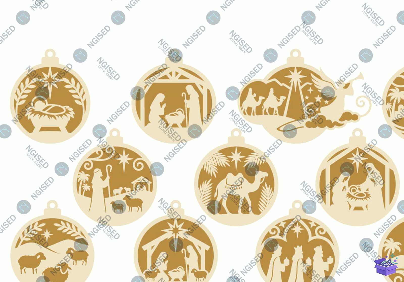 Yılbaşı Nativity Scene SVG - Tasarım Çizim Dosyası (SVG, DXF, EPS, PNG) önizleme 2