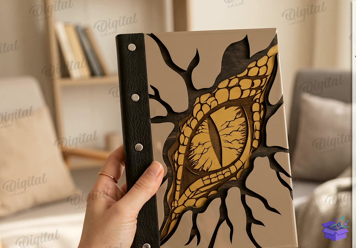 Fantasy Notebook Covers Lazer Kesim - Tasarım Çizim Dosyası (SVG, DXF, EPS, PNG) önizleme 2