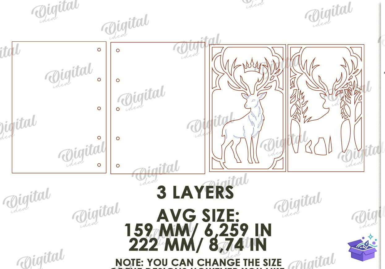 Fantasy Notebook Covers Lazer Kesim - Tasarım Çizim Dosyası (SVG, DXF, EPS, PNG) önizleme 5