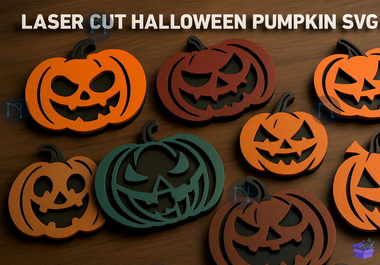 Lazer Kesim Cadılar Bayramı Pumpkin SVG - Tasarım Çizim Dosyası (SVG, DXF, EPS, PNG) önizleme 4