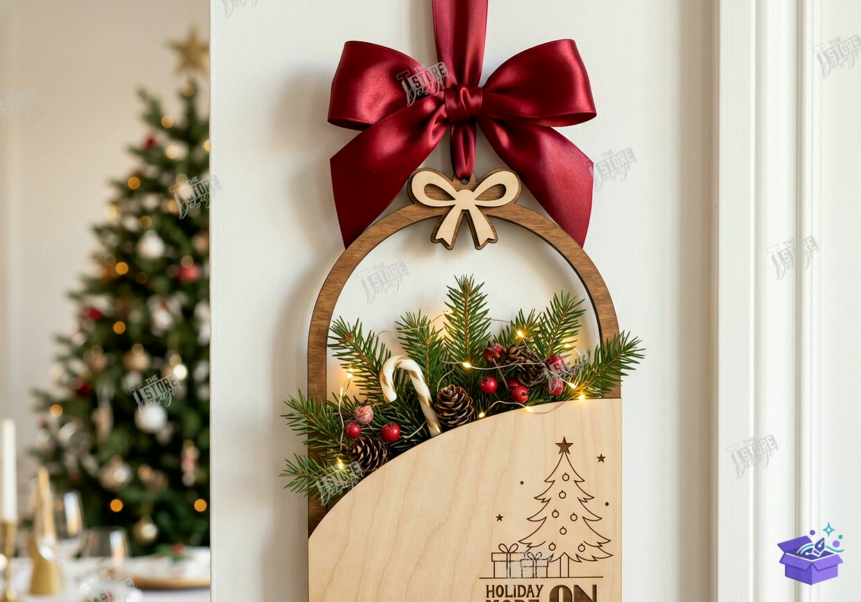 Yılbaşı Duvar Dekoru Lazer Kesim Xmas - Tasarım Çizim Dosyası (SVG, DXF, EPS, PNG) - Lazer Kesim Dosyaları İndir (STL, 3MF, DXF)