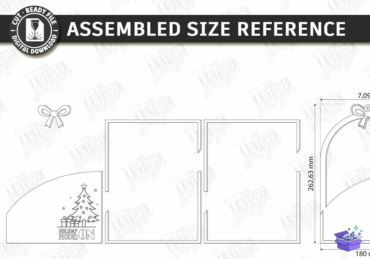 Yılbaşı Duvar Dekoru Lazer Kesim Xmas - Tasarım Çizim Dosyası (SVG, DXF, EPS, PNG) önizleme 2