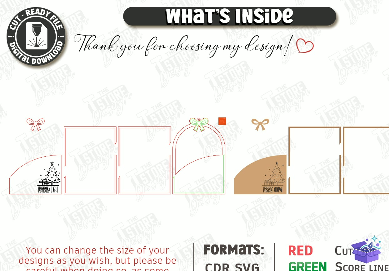 Yılbaşı Duvar Dekoru Lazer Kesim Xmas - Tasarım Çizim Dosyası (SVG, DXF, EPS, PNG) önizleme 3