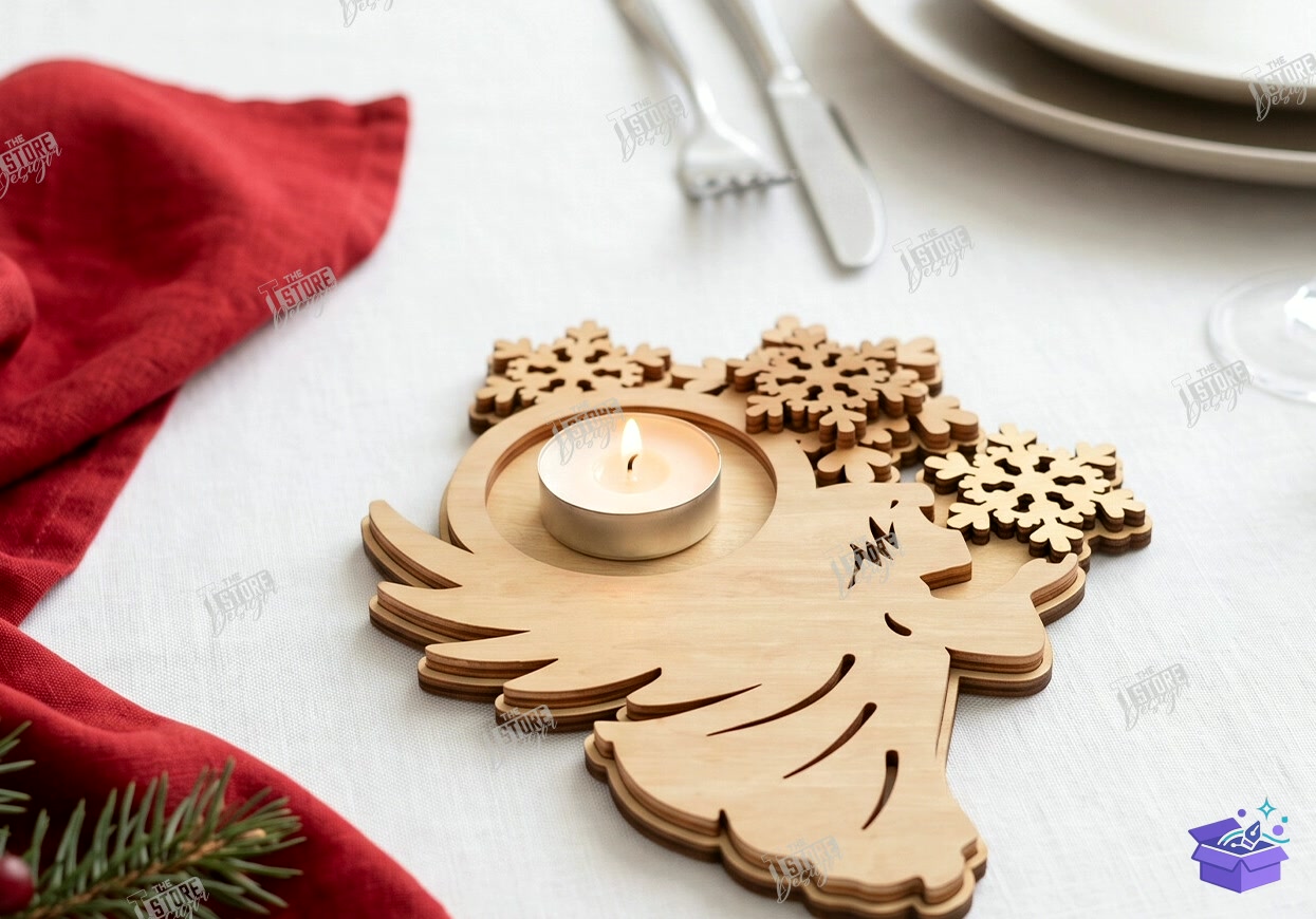Katmanlı Yılbaşı Mumluk - Tasarım Çizim Dosyası (SVG, DXF, EPS, PNG) önizleme 5