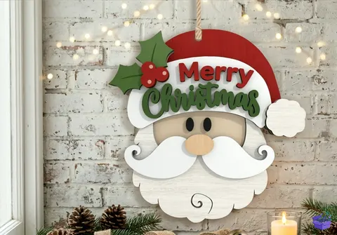 Merry Yılbaşı Santa Süs - Tasarım Çizim Dosyası (SVG, DXF, EPS, PNG) - Lazer Kesim Dosyaları İndir (STL, 3MF, DXF)