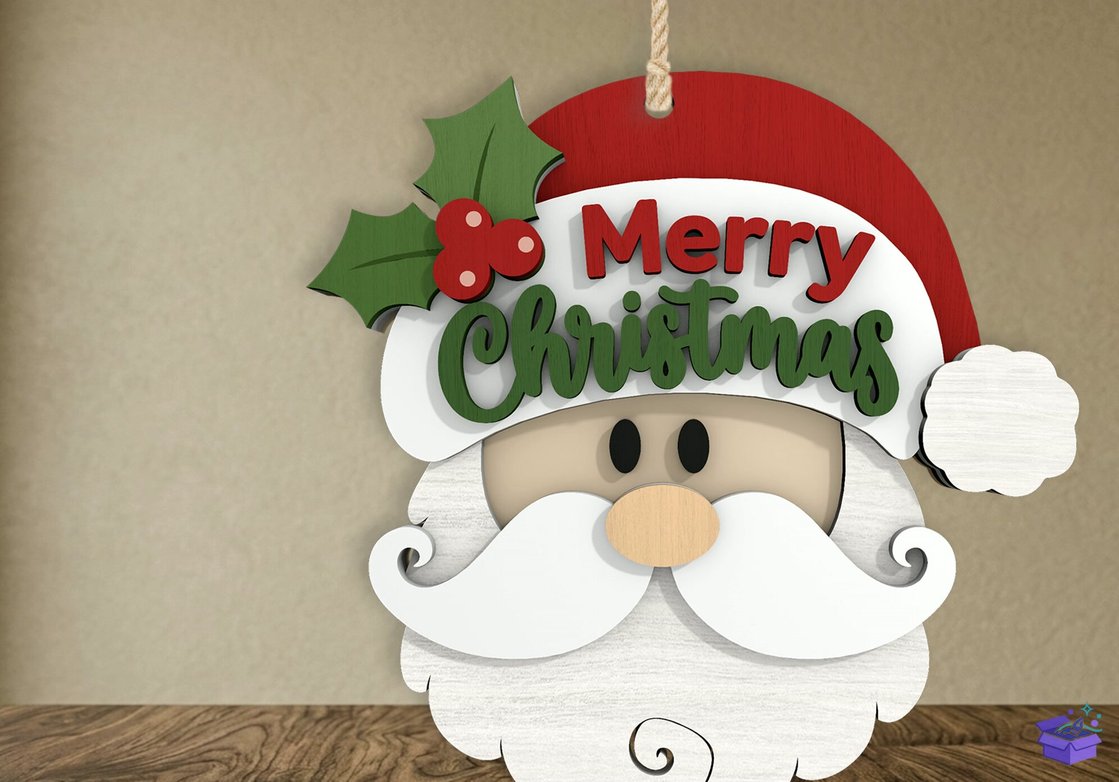 Merry Yılbaşı Santa Süs - Tasarım Çizim Dosyası (SVG, DXF, EPS, PNG) önizleme 2
