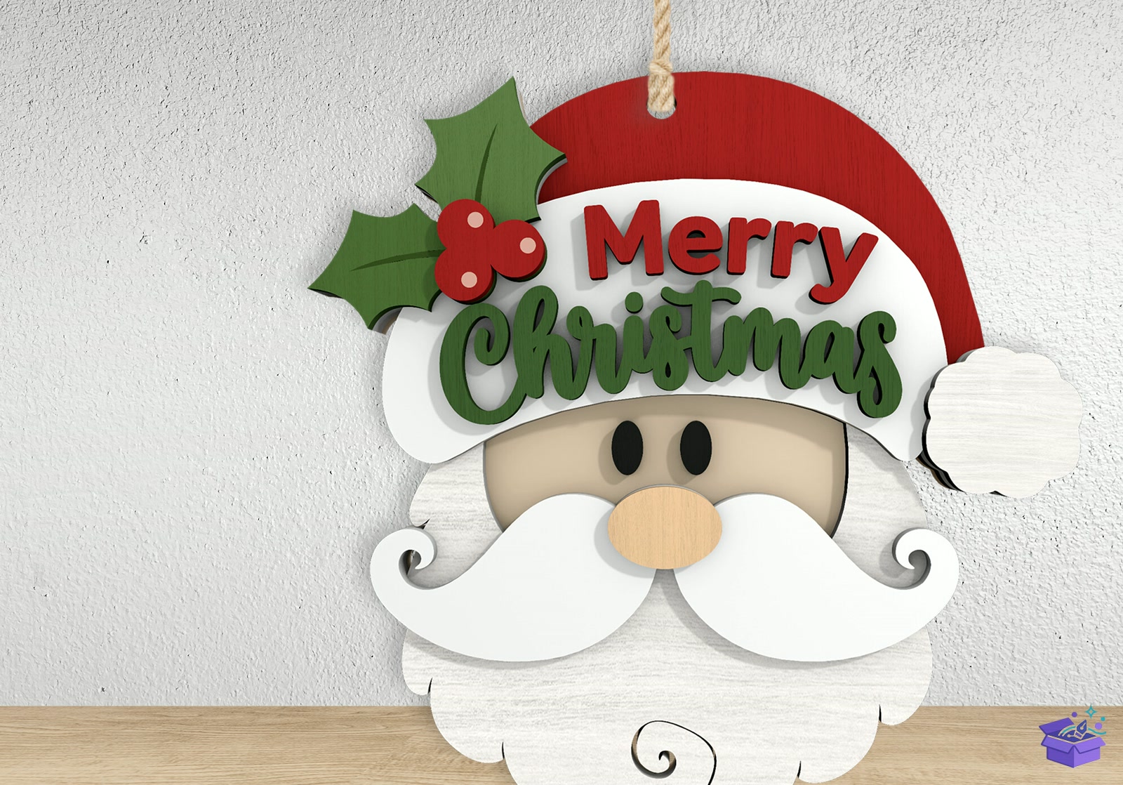 Merry Yılbaşı Santa Süs - Tasarım Çizim Dosyası (SVG, DXF, EPS, PNG) önizleme 3