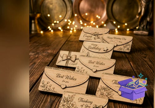Money Gift Card Lazer Kesim - Tasarım Çizim Dosyası (SVG, DXF, EPS, PNG) önizleme 2