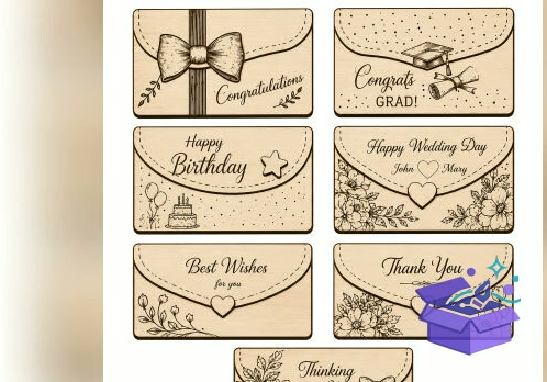 Money Gift Card Lazer Kesim - Tasarım Çizim Dosyası (SVG, DXF, EPS, PNG) önizleme 3
