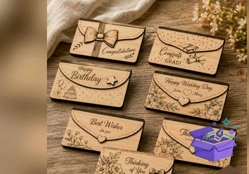 Money Gift Card Lazer Kesim - Tasarım Çizim Dosyası (SVG, DXF, EPS, PNG) önizleme 5