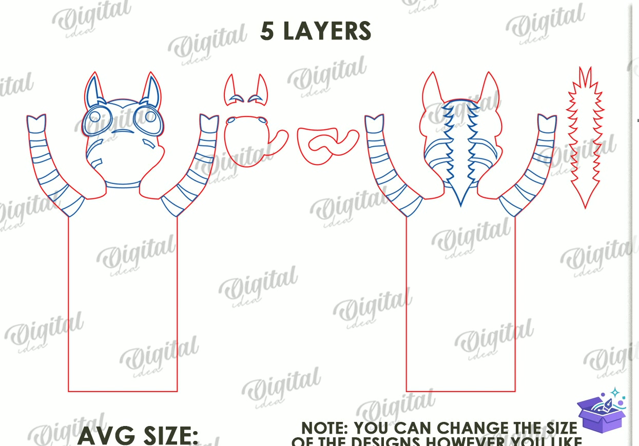 Funny Animal Kitap Ayracı Lazer Kesim - Tasarım Çizim Dosyası (SVG, DXF, EPS, PNG) önizleme 3