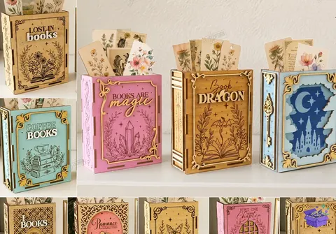 Kitap Ayracı Storage Kutu Lazer Kesim - Tasarım Çizim Dosyası (SVG, DXF, EPS, PNG) - Lazer Kesim Dosyaları İndir (STL, 3MF, DXF)