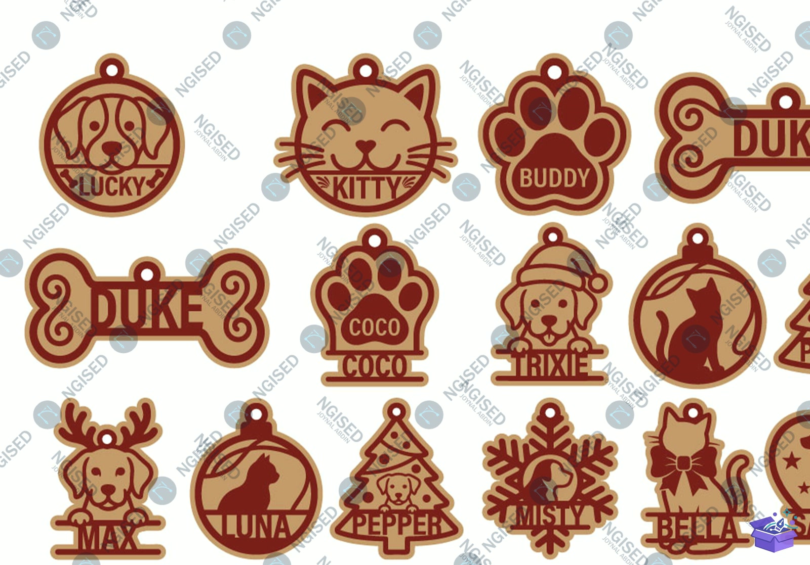 Yılbaşı Ağacı Pet Süs SVG - Tasarım Çizim Dosyası (SVG, DXF, EPS, PNG) önizleme 2
