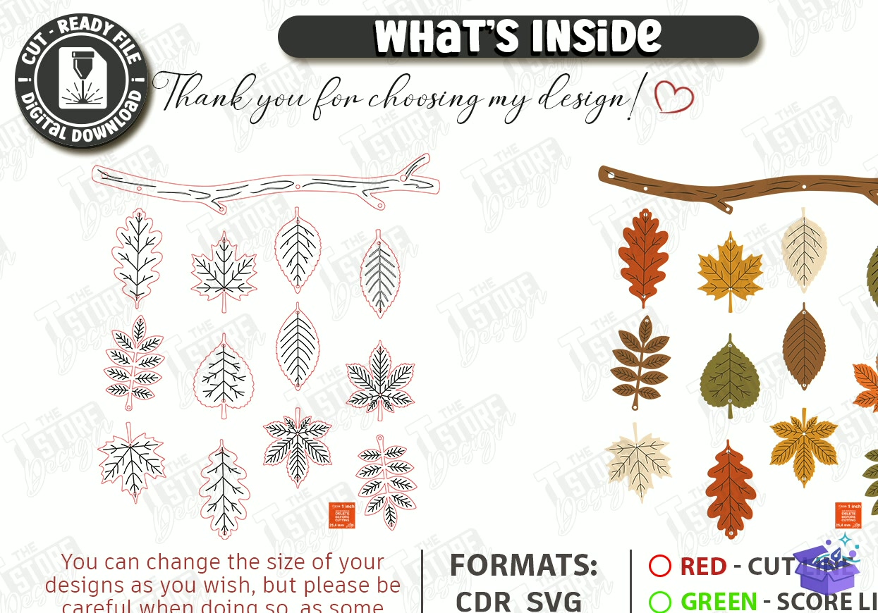 Fall Garland Lazer Kesim Autumn - Tasarım Çizim Dosyası (SVG, DXF, EPS, PNG) önizleme 3