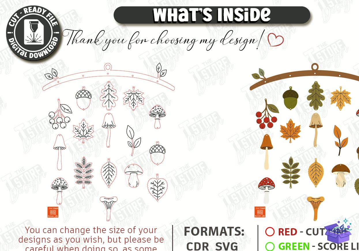 Fall Garland Lazer Kesim Autumn - Tasarım Çizim Dosyası (SVG, DXF, EPS, PNG) önizleme 5