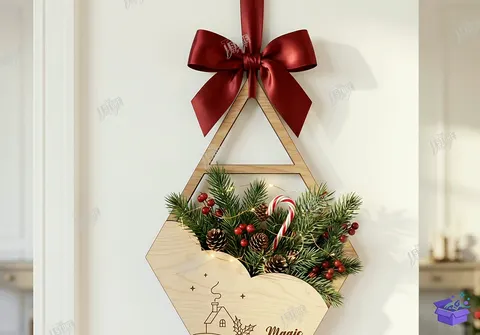 Yılbaşı Duvar Dekoru Lazer Kesim Xmas - Tasarım Çizim Dosyası (SVG, DXF, EPS, PNG) - Lazer Kesim Dosyaları İndir (STL, 3MF, DXF)