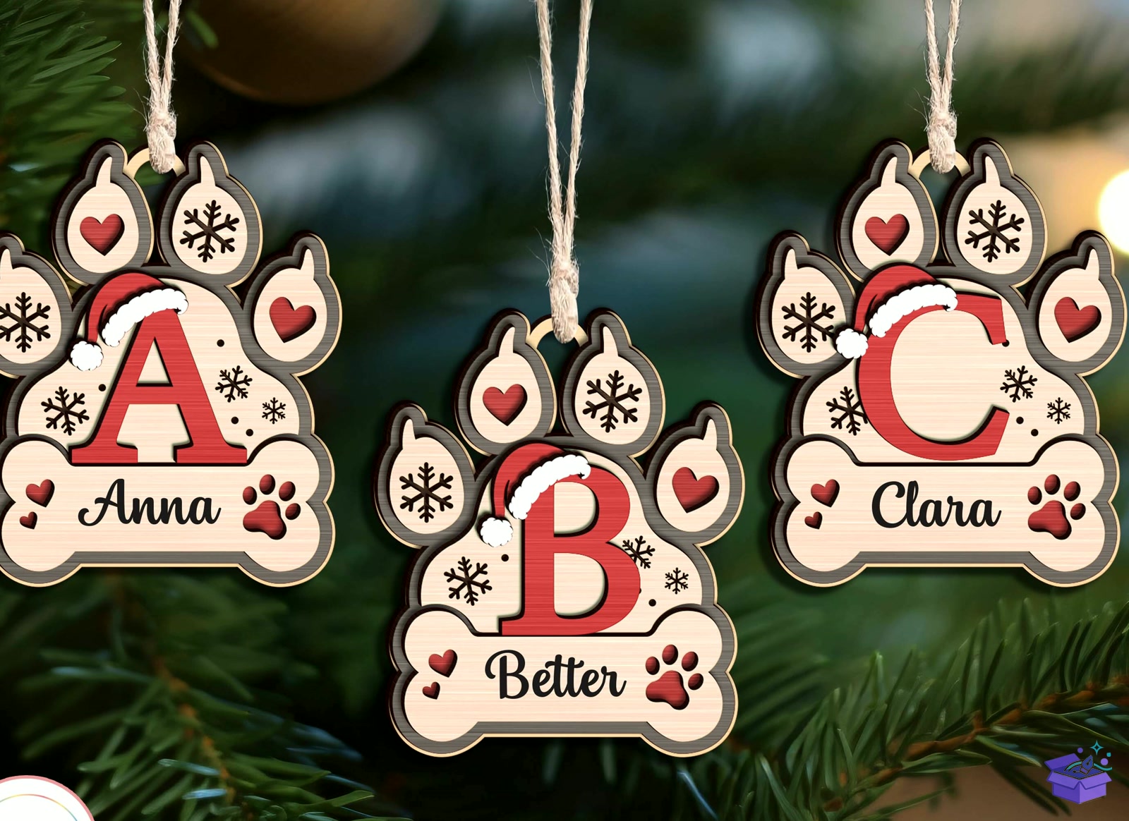 Personalized Alphabet Xmas Süs SVG - Tasarım Çizim Dosyası (SVG, DXF, EPS, PNG) önizleme 2