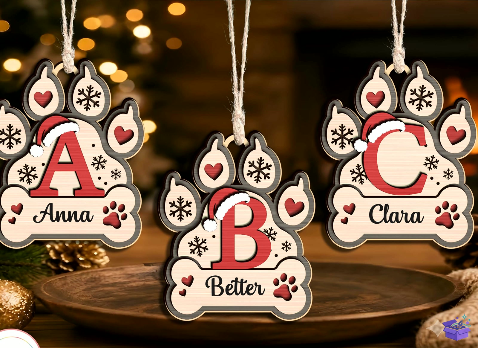 Personalized Alphabet Xmas Süs SVG - Tasarım Çizim Dosyası (SVG, DXF, EPS, PNG) önizleme 3