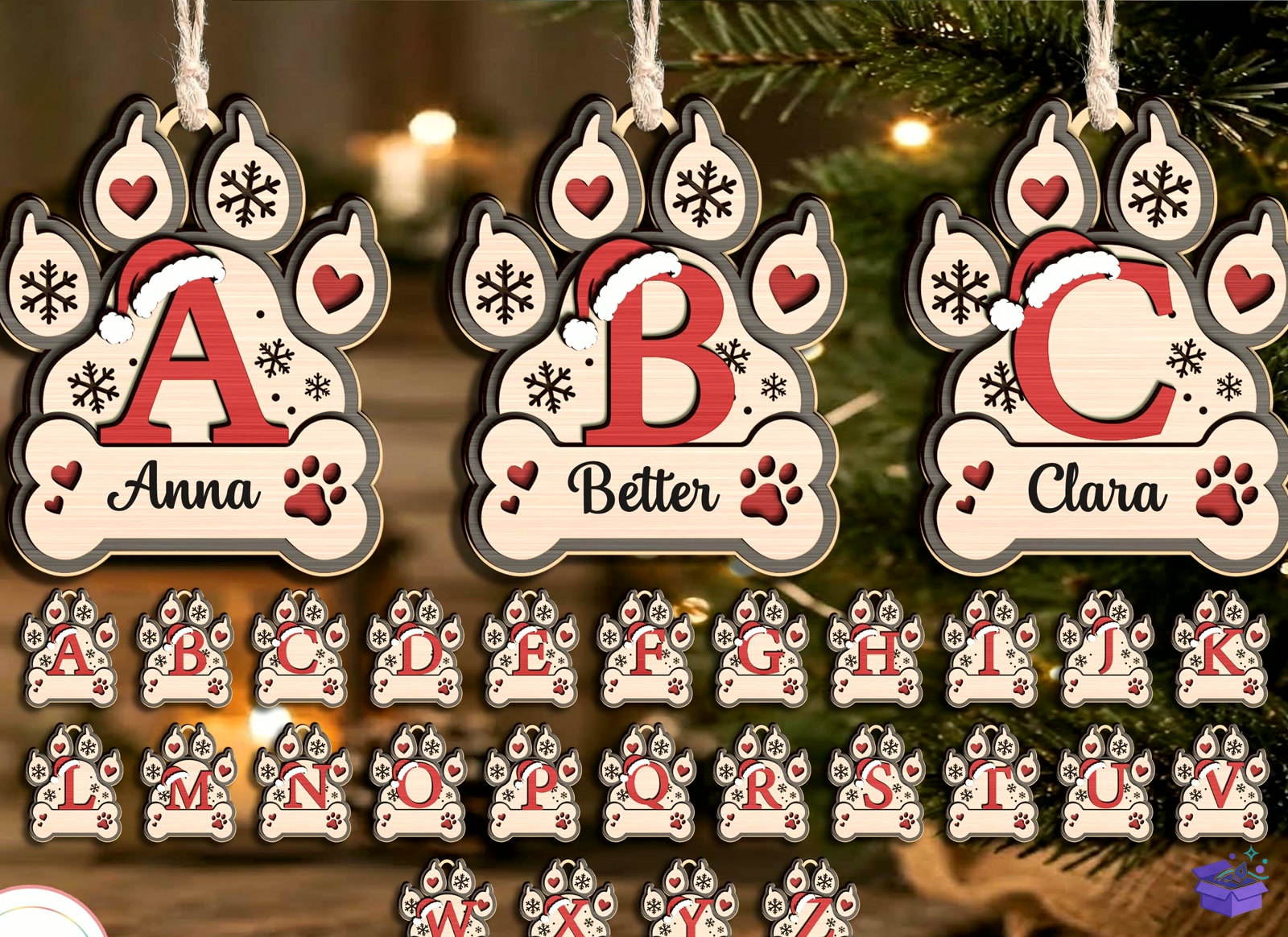 Personalized Alphabet Xmas Süs SVG - Tasarım Çizim Dosyası (SVG, DXF, EPS, PNG) önizleme 4