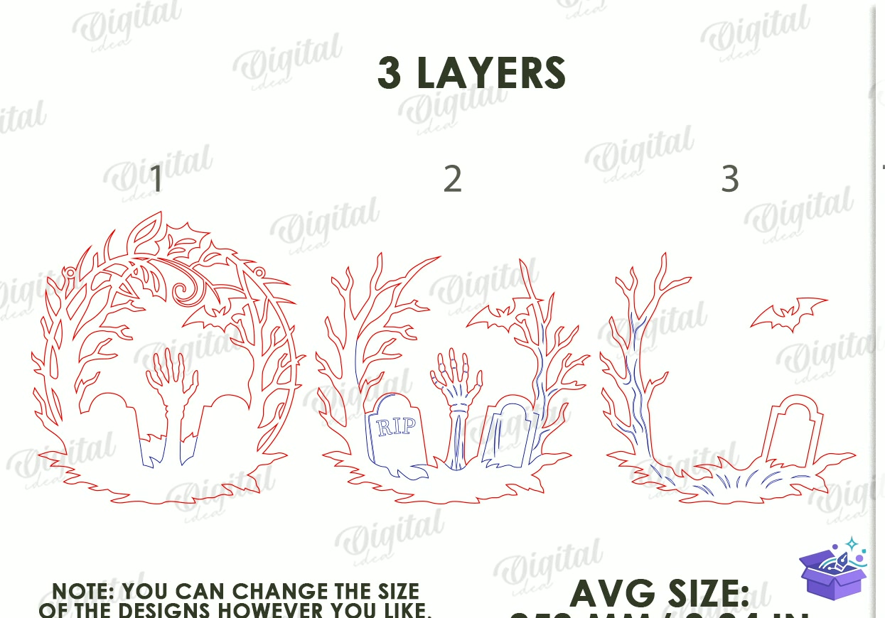 Cadılar Bayramı Wreaths Lazer Kesim - Tasarım Çizim Dosyası (SVG, DXF, EPS, PNG) önizleme 5
