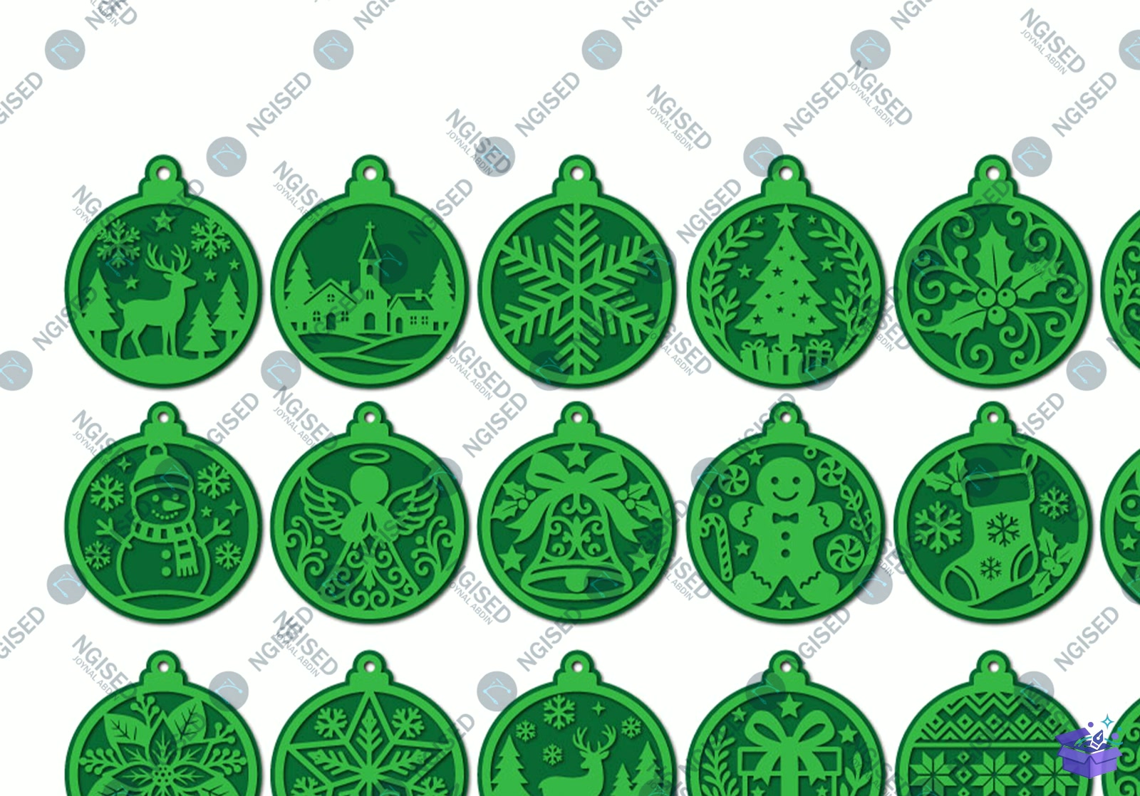 Multilayer Yılbaşı Ağaç Süsü SVG - Tasarım Çizim Dosyası (SVG, DXF, EPS, PNG) önizleme 2