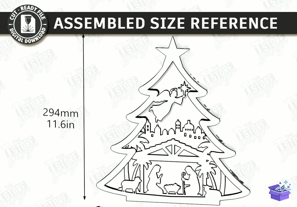 Nativity Light Kutu Lazer Kesim CNC - Tasarım Çizim Dosyası (SVG, DXF, EPS, PNG) önizleme 6