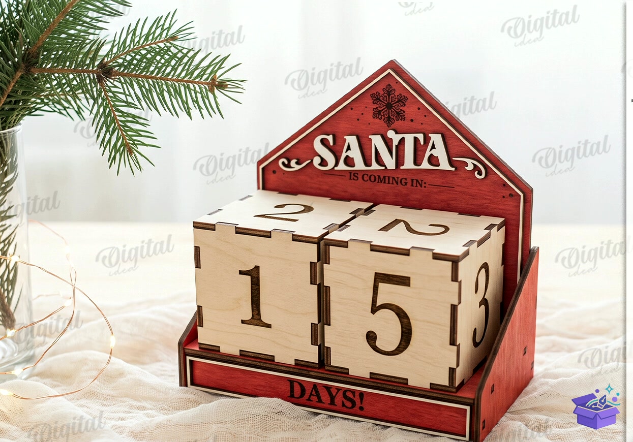 Yılbaşı Countdown Calendars - Tasarım Çizim Dosyası (SVG, DXF, EPS, PNG) önizleme 4