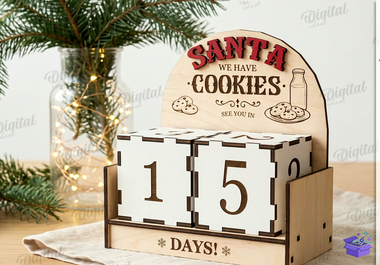 Yılbaşı Countdown Calendars - Tasarım Çizim Dosyası (SVG, DXF, EPS, PNG) önizleme 6