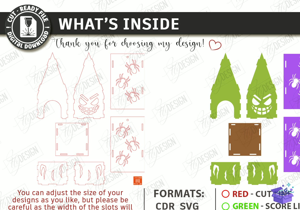 Cadılar Bayramı Haunted House Fener - Tasarım Çizim Dosyası (SVG, DXF, EPS, PNG) önizleme 2