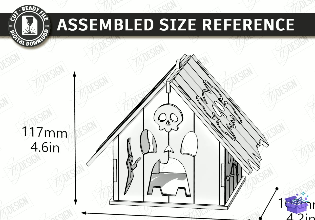 Cadılar Bayramı Haunted House Fener - Tasarım Çizim Dosyası (SVG, DXF, EPS, PNG) önizleme 4
