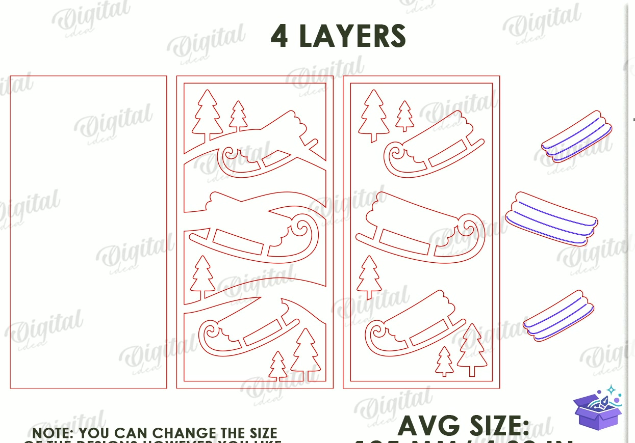 Triple Yılbaşı Wall Tabela Levha Laser - Tasarım Çizim Dosyası (SVG, DXF, EPS, PNG) önizleme 5