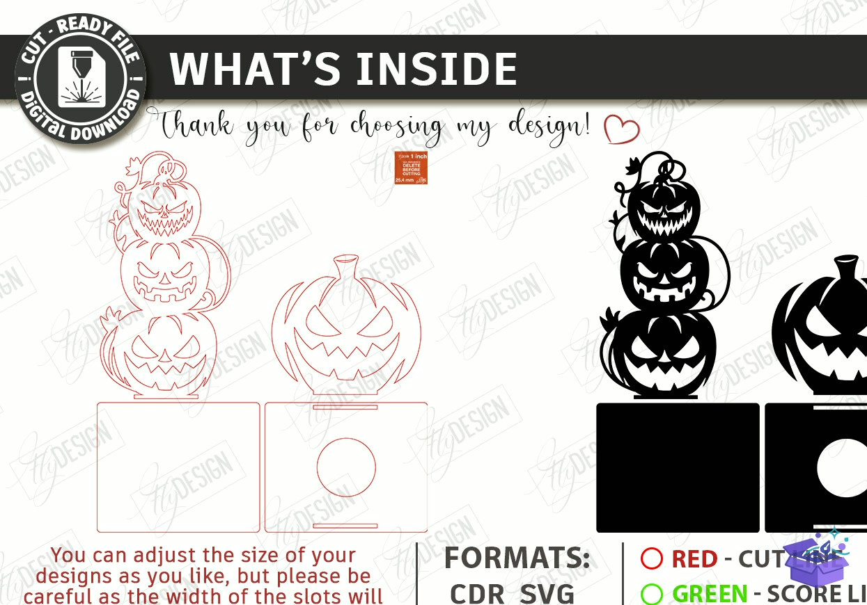 Cadılar Bayramı Mumluk Lazer Kesim - Tasarım Çizim Dosyası (SVG, DXF, EPS, PNG) önizleme 4