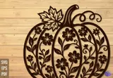 Balkabağı Şeklinde Sonbahar Duvar Tabelası - Lazer Kesim ve Çizim Dosyası (SVG, EPS, PDF, PNG) - detaylı önizleme 1